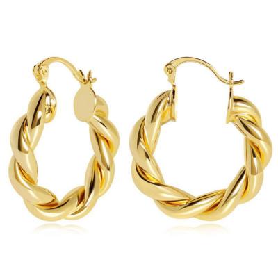 China 2021 TRENDY Fashion Jewelry Hypoallergenic Stainless Steel 18k Gold Plated Twisted Circle Earrings For Women for sale