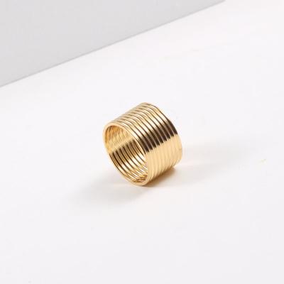 China Lead Free Nickel Free High End 18k Gold Plated Stainless Steel Plain Wide Sellers Ring Tarnish Resistant Gold Jewelry for sale