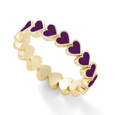 China Trendy Enamel Color Heart Rings For Women Cute Finger Colorful Gold Ring Wholesale for sale