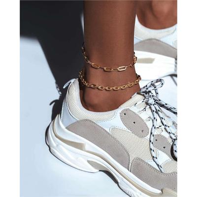 China Nickel-Free Lead-Free Shopping Online 2021 High End Link Chain Fashion Anklets Minimalist 18k Gold Plated Stainless Steel Jewelry Women for sale