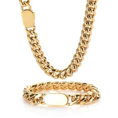 China Wholesale Hip Hop Punk 18k Gold Cuban Link Curb Chain Hypoallergenic Hot Selling Hypoallergenic Necklace For Women Men for sale