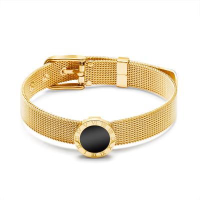 China CLASSIC Design 18 Fashion New Attractive Gold Plated Bracelet Coordinated Stainless Steel Roman Numeral Bracelet For Lovers Gifts for sale