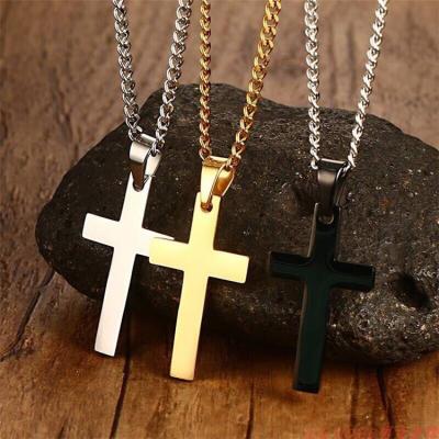 China 2022 CLASSIC Design Classic Cross Pendant New Design Steel Necklaces For Present , Stainless Steel Gold Plated Necklace for sale