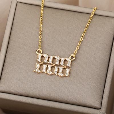 China Hot-selling 111-999 CLASSIC Zircon Angel Number Necklace 18k Gold Stainless Steel Choker Necklace For Women Men for sale