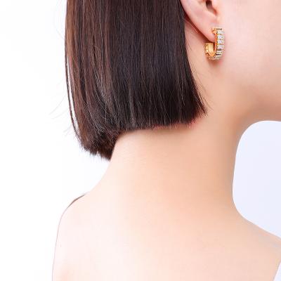 China FASHIONABLE Joker Surgical Wholesale Small Full Zircon Huggie Circle Earrings Hypoallergenic Cartilage 316L Stainless Steel U-shaped Earrings for sale