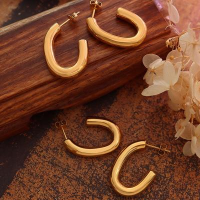 China CLASSIC New Design Simple High Quality Luxurious Elegant Link U Shape 316L Stainless Steel Wholesale Huggie Circle Earrings For Women for sale