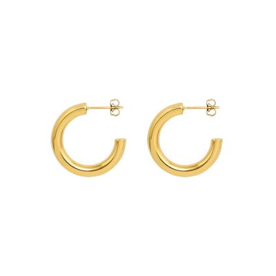 China Retro TRENDY Classic Simple Letter C Gold Plated C-shape 316L Stainless Steel Earring Various Sizes18k Circle Out Hollow Out Earrings for sale