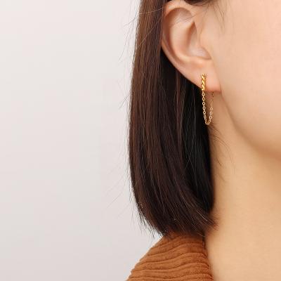 China Fashion New Style 316L Stainless Steel Long Chain Earring Stud Earrings CLASSIC Manufactured Chain Tassel Earrings for sale