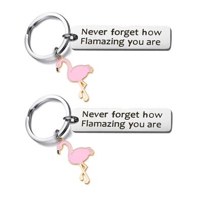 China Metal Personalized Flamingo Gift Custume Key Chain Thanks For All Orgasms Stainless Steel Key Chain Laser Engraving Key Chain for sale