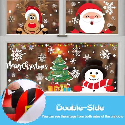 China Christmas Static Decals Santa Snowman Reindeer Window Clings Xmas Sticker Double Side Window Decals Decorative Holiday Stickers for sale