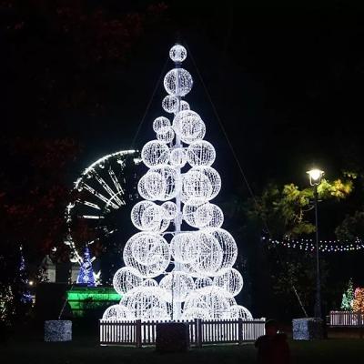 China Outdoor Commercial Mall Christmas Decoration Customized Giant Artificial Tree 10m 3m 5m PVC Christmas Ball Tree for sale