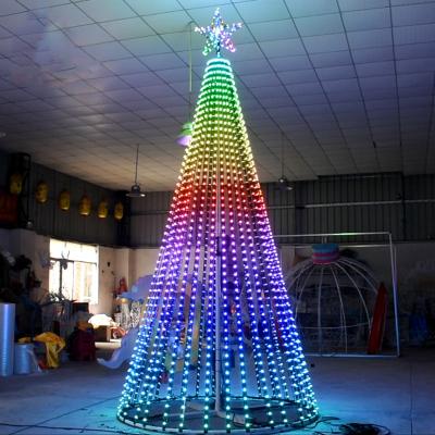 China Mall Holiday Christmas Tree Programming Christmas Led Pixel Tree Metal Frame Giant Artificial Lighting Tree for sale