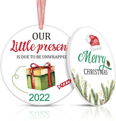 China Customization Ornaments Christmas Blank Ceramic Ornament Small Present 2022 Baby Sublimation Ornament Gift For Christmas Tree Decoration for sale