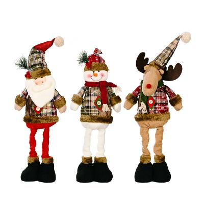 China Telescope. 2022 Retractable Christmas Standing Santa Reindeer Snowman Plush Santa Claus Doll Retractable Navidad Christmas Stuffed for sale