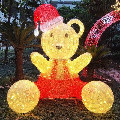 China Commercial Animal Sculpture Teddy Bear Motif Light Giant In Commercial Use Outdoor Christmas Decoration Mall LED 3D Display for sale