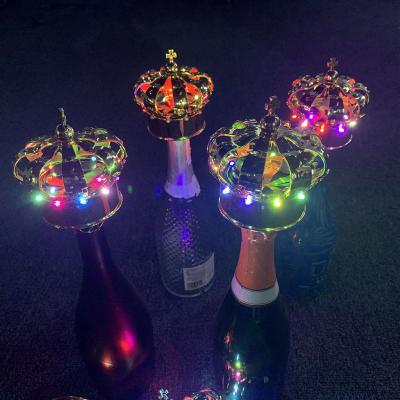 China OEM ABS LED Champagne Strobe Crown Cover Supplier Rechargeable Champagne Cap Bottle Topper LED Champagne Light For Party Bar Service Oriented Stick for sale