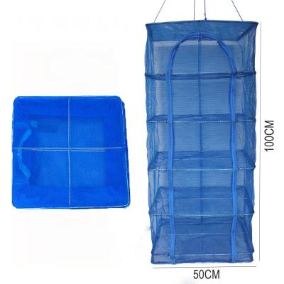 China Easily Collected L50*W50*100CM Mesh Net Fish And Vegetables Drying Net Woven Hanging Baskets Fish Net for sale