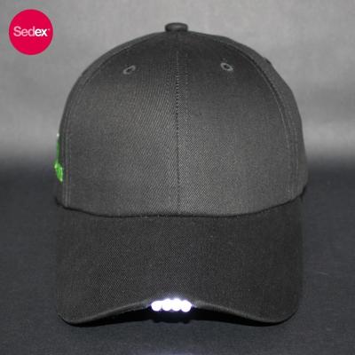 China SEDEX 4-Pillar JOINT Hat Factory 6 Panels Camouflage Baseball Cap With Built-in Led Light for sale