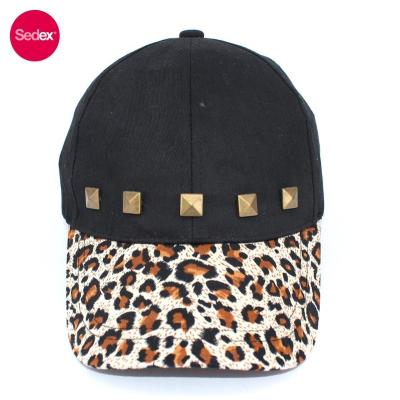 China SEDEX 4-Pillar Lady Hat Leopard Print Cloth Girl COMMON Baseball Cap for sale