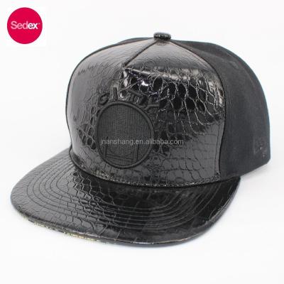 China SEDEX 6 JOINT CAP Panel Snapback Leather Hats with 3D Embroidery, Promotional Baseball Cap for sale