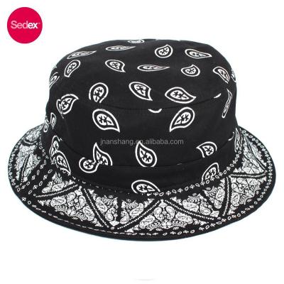 China Bandana Printing Black Bucket Hat Image SEDEX 100% Cotton Audit Image for sale