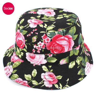 China Custom Image SEDEX Audit Beach Hat Floral Print Bucket Hat Bucket Hat for sale