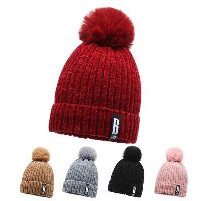 China HK0004 JOINT Fashion Women Wholesale High Quality Custom Made Embroidered Wool Plush Striping Knitted Winter Beanie Female Hats for sale