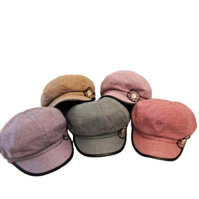 China Wholesale New Picture Women Fashion Korean Popular Embroidery Flower Mother Cap Bailey Octagonal Beret Hat for sale