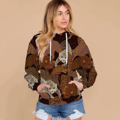 China Women's Streetwear Hoodies Sweatshirts Oversized Women's Hoodies And Sweatshirts Autumn Pullover Long Sleeve Windproof Leopard Printing for sale