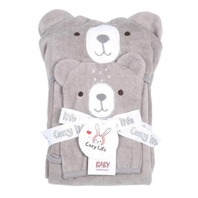 China Home Hot Sale Baby Hooded Towel Baby Bath Towel With Glove Baby Hooded Towel for sale