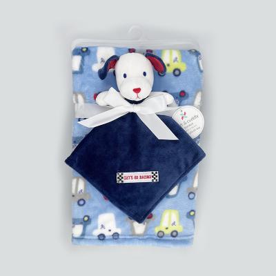 China 2021 New Arrival Custom Made Anti-Static Cozy Flannel Baby Blanket High Quality Super Soft Fleece Baby Blanket With Safety Blanket Gift Set for sale