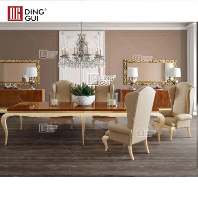 China (Others) 2021 Adjustable Newest High End Dining Table Set Modern Dining Room Furniture Mixed With Metal Decoration for sale