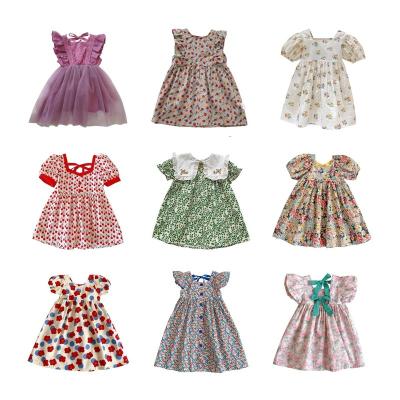 China Smart casual dress for kids floral fly sleeve vest style plaid dress with smocked back ties dress toddler girls summer for sale