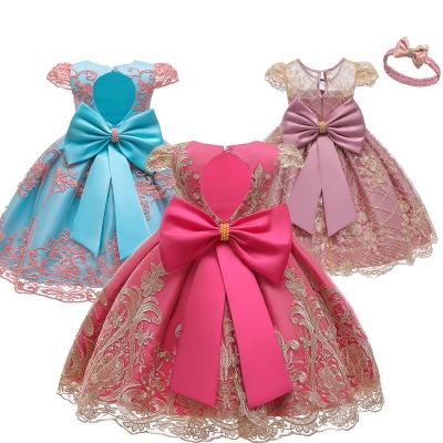 China Infant Kid Baby Kid Summer Casual Smart Clothes Toddler Girls Dress Lace Sleeve Tulle Party Wedding Birthday Dresses For Girls for sale