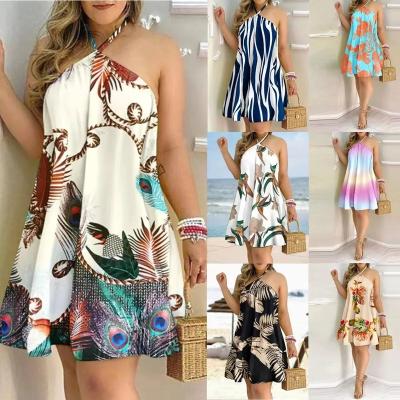 China Long Sleeve 2023 Vestido Mujer Women's Clothing Solid Color Anti-Static Striped Patchwork Leopard Sexy Casual Mini Dress for sale