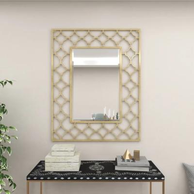 China Art Deco Home Source Design Creative Metal Hanging Decorative Wall Mirror Gold Frame Mirror for sale