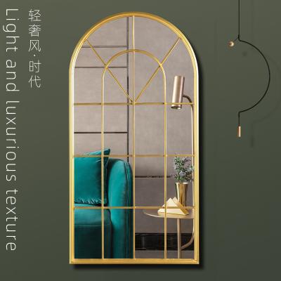 China Creative Living Room Contemporary Home Luxury Lean Wall Mirror Decoration Glod Source Window Mirror Bedroom Floor Mirror for sale