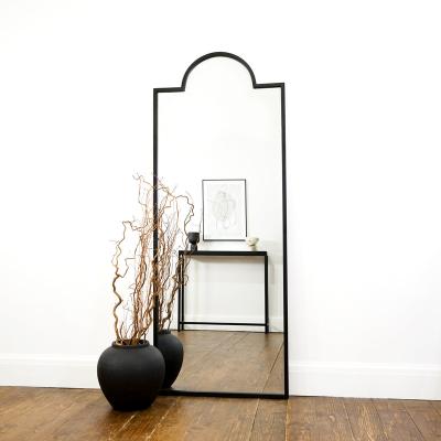 China Home Luxury Metal Vintage Arched Mirror Black Industrial Arched Integral Mirror for sale