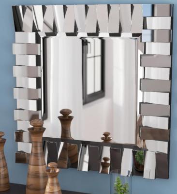 China Modern Art Deco Home Source Wall Mirror Bathroom Beveled Luxury Makeup Vanity Mirror Accent Wall Mirror for sale