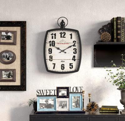 China Large Wall Clock Antique Rectangular Design Retro Vintage Source Home Style Silent Decorative Wall Clock for sale