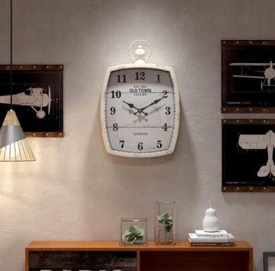 China Source Home Style Silent Decorative Wall Clock Retro Beauty Antique White Rectangular Wall Clock for sale