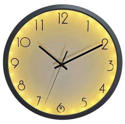 China Antique Style Home Source Night Light Wall Clock For Bedroom Silent Luminous Digital Wall Clock for sale