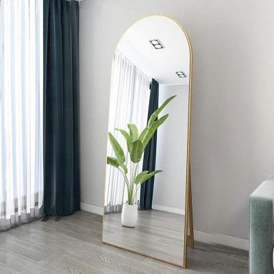 China Art Deco Full Length Floor Mirror Standing Hanging Or Leaning Against Wall For Bedroom Arched Wall Large Arched Mirror Top for sale