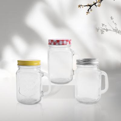 China Ultra White Empty Wide Mouth Sealed Round Cup 480ml Clear Shape Glass Jars With Screw Lid for sale