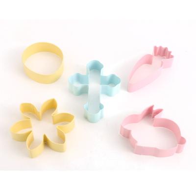 China Factory Disposable 5 Piece Custom Cute Rabbit 3d Cookie Cross Cookie Cutter Stainless Steel Flower Carrot Egg Cartoon Easter Cookie Cutter for sale