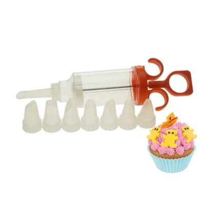 China Food Grade 8 Pcs Viable Baking White Squirt Tips Pastry Plastic Icing Piping Cookies Decorating Pan Mold Cake Spray Gun for sale