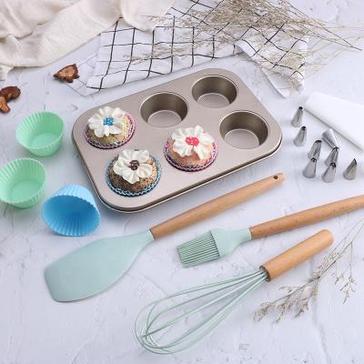 China Silicone 20Pcs DIY Baking Baking Utensils Cup Cake Mold Bakeware Icing Bag Viable Spout Kitchen Decorating Supplies Tool Kit for sale