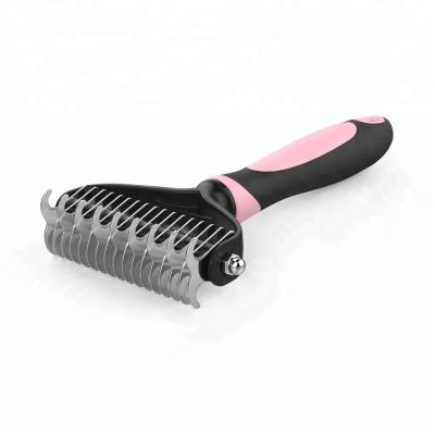 China New Style Viable Silica Gel Handle Dog Dematting Comb, Professional Pet Grooming Tool for sale