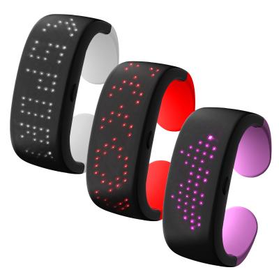 China 2020 New Colorful LED Display Flashing Wrist Band 9 Modes Visible Magic Bracelet for sale