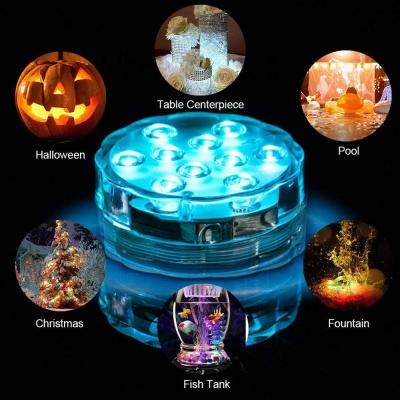 China COLOR CHANGING Underwater Led Spot Lights Battery Operated With Remote Lamps Decorative Fish Bowl Light Candle For Wedding Halloween for sale